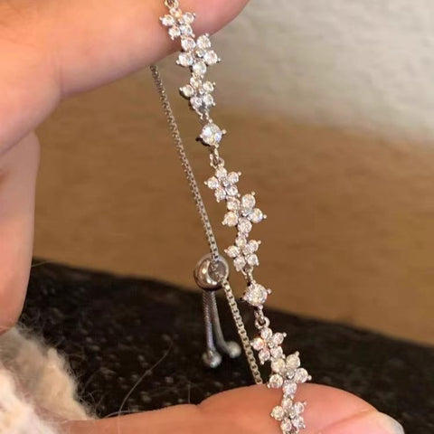 Flashing Mini Flower Zircon Pull-String Bracelet For Women