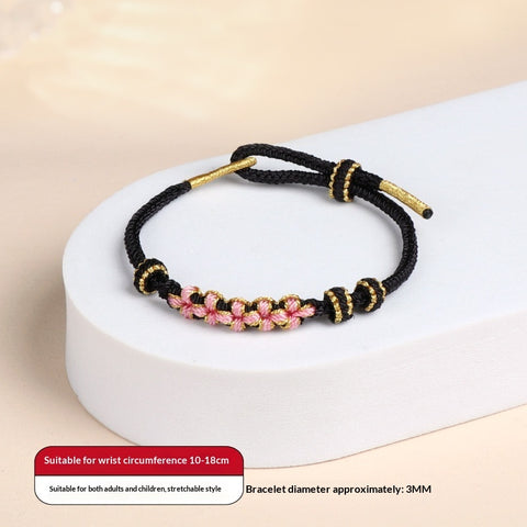 Snake Year Peach Blossom Knot Bracelet For Women Handwoven Wristband