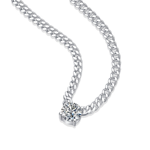 Cuban Necklace - Set With Top-quality Moissanite S925 Silver And Platinum-plated Pendant, A Fashionable And Trendy Accessory That Can Be Tested With A Diamond Pen