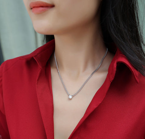 Cuban Necklace - Set With Top-quality Moissanite S925 Silver And Platinum-plated Pendant, A Fashionable And Trendy Accessory That Can Be Tested With A Diamond Pen