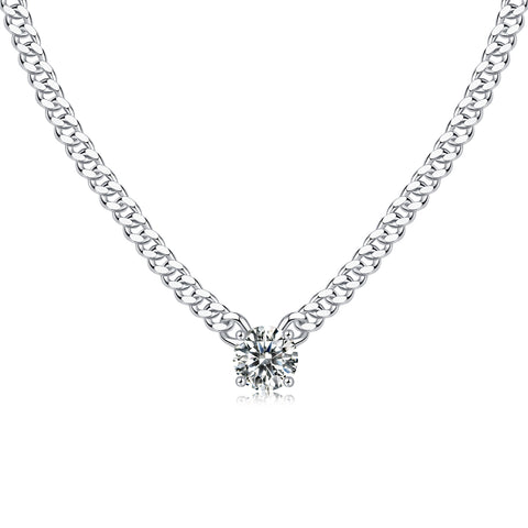 Cuban Necklace - Set With Top-quality Moissanite S925 Silver And Platinum-plated Pendant, A Fashionable And Trendy Accessory That Can Be Tested With A Diamond Pen