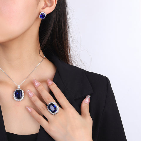 Simulated Blue Spinel Elegant Women's Suit