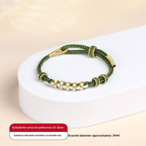 Snake Year Peach Blossom Knot Bracelet For Women Handwoven Wristband
