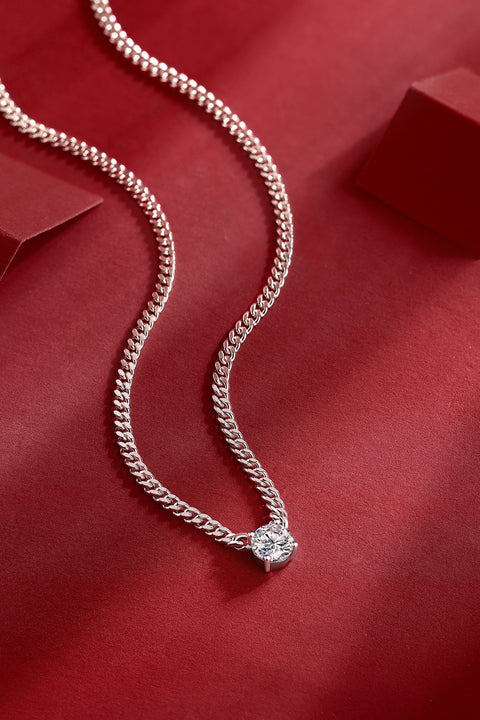 Cuban Necklace - Set With Top-quality Moissanite S925 Silver And Platinum-plated Pendant, A Fashionable And Trendy Accessory That Can Be Tested With A Diamond Pen